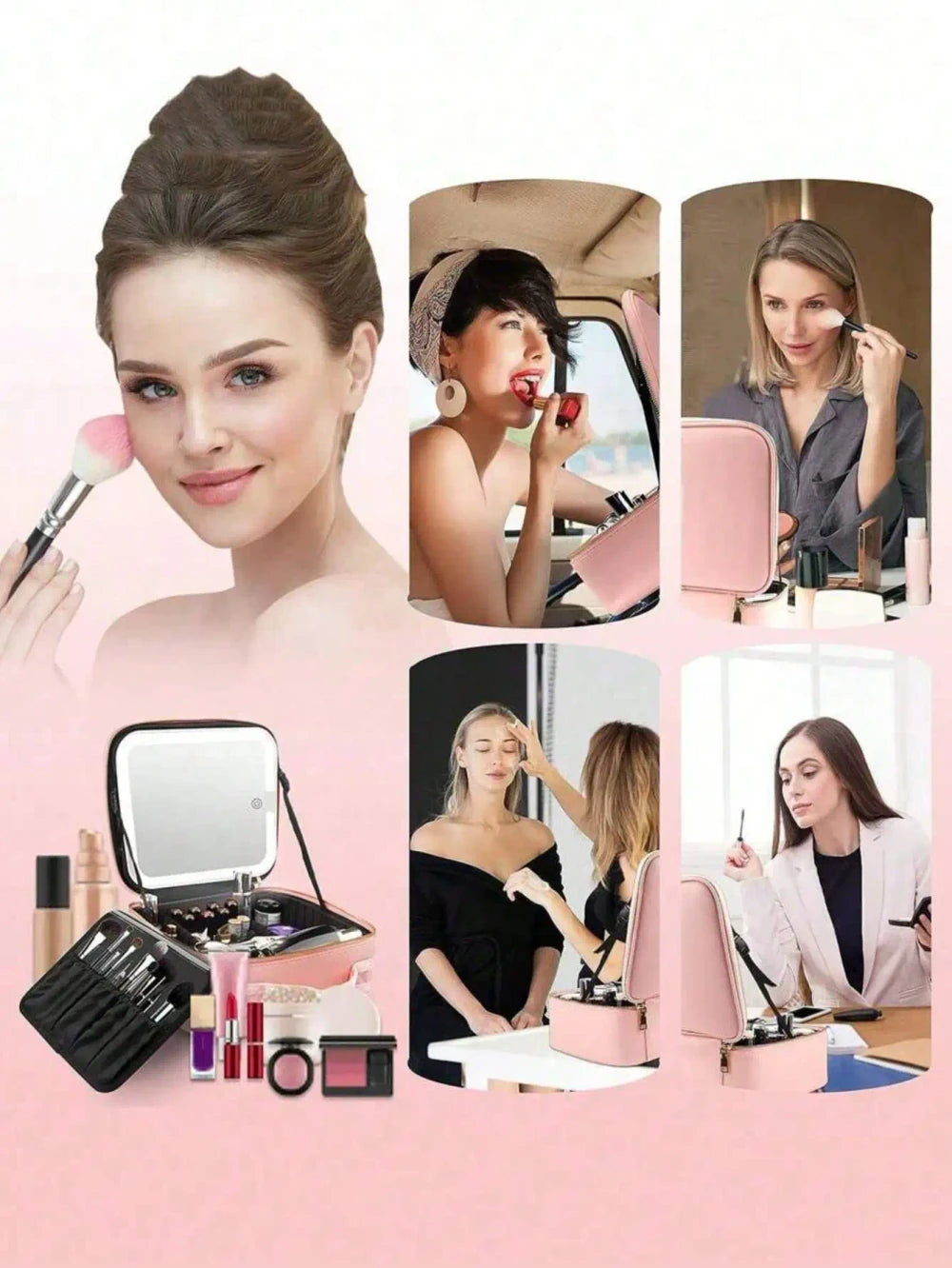 Travel Makeup Bag with LED Mirror