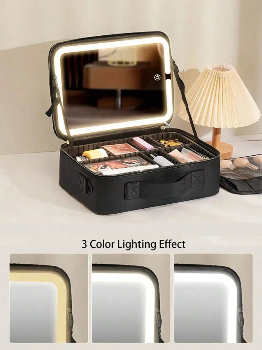 Travel Makeup Bag with LED Mirror