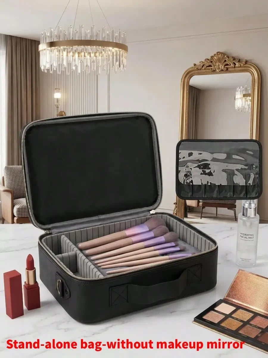 Travel Makeup Bag with LED Mirror