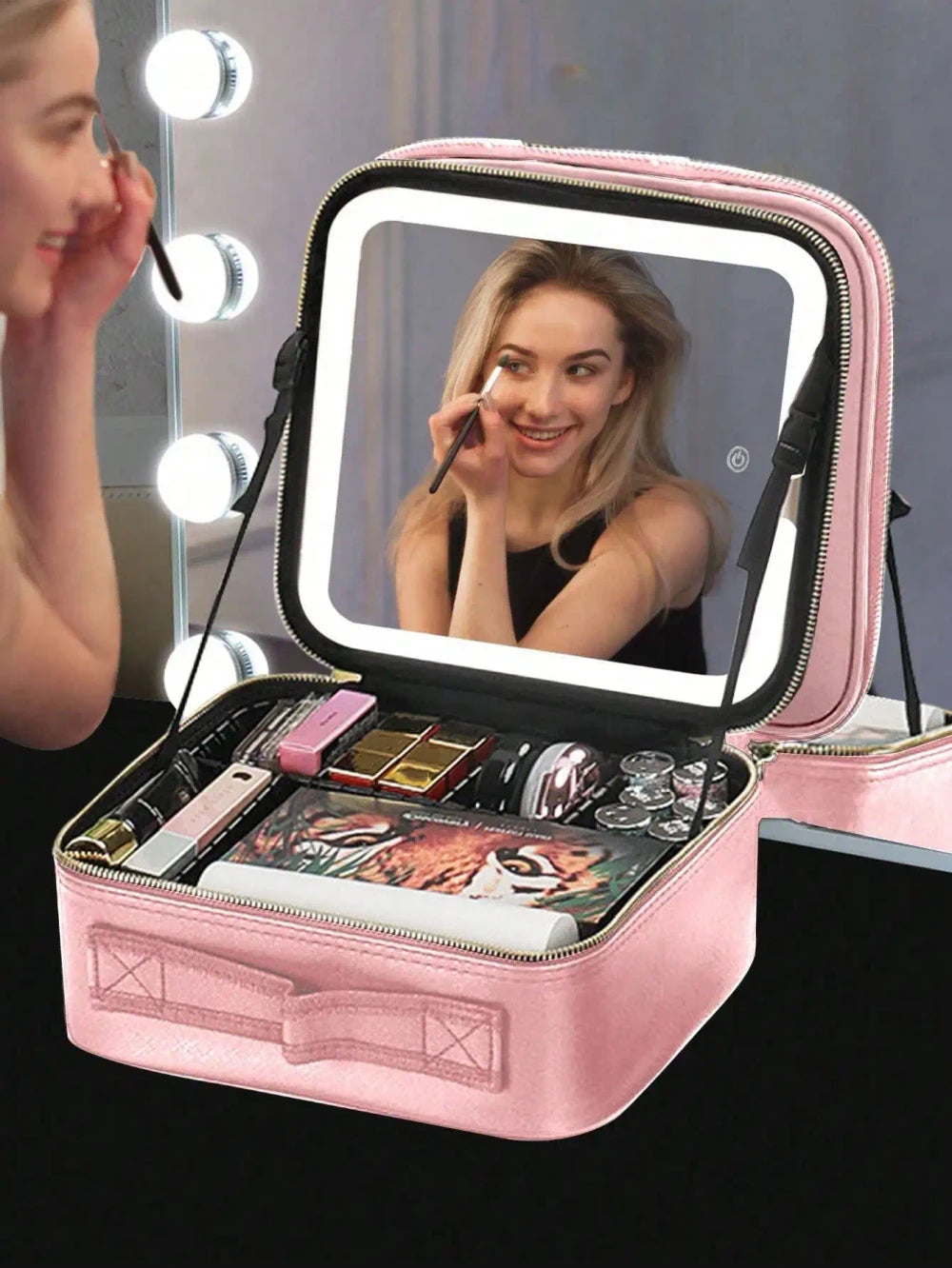 Travel Makeup Bag with LED Mirror